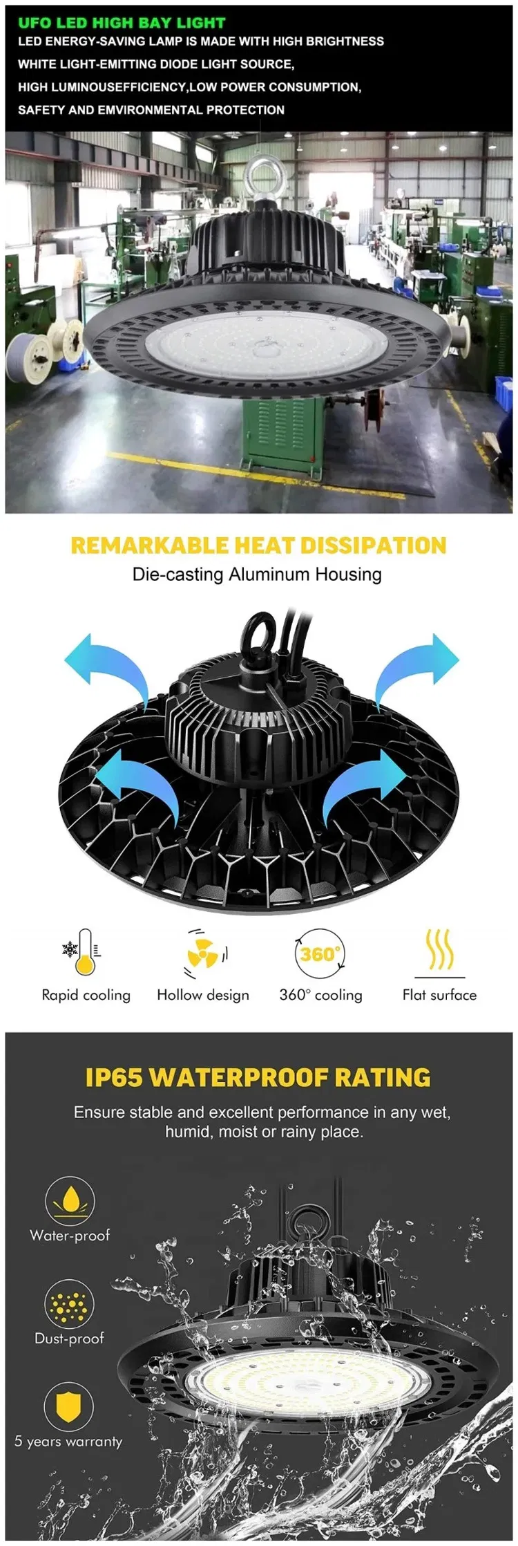 100W 150W 200W Industrial Lighting LED High Bay Light