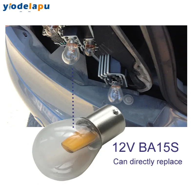 12V B15 Ba15s Bay15D 1156 1157 No Flicker 3W Glass Warm White Turn Signal Light Car LED Lamp Bulb