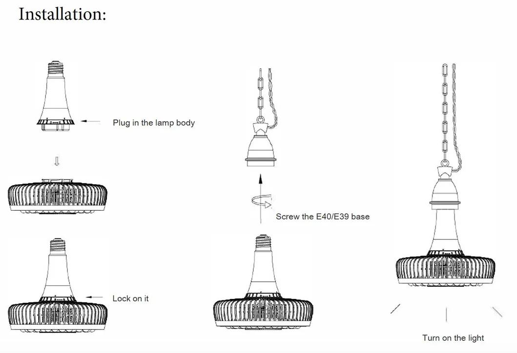 150W 100W 60W E40 LED High Bay Light for Industrial Lighting