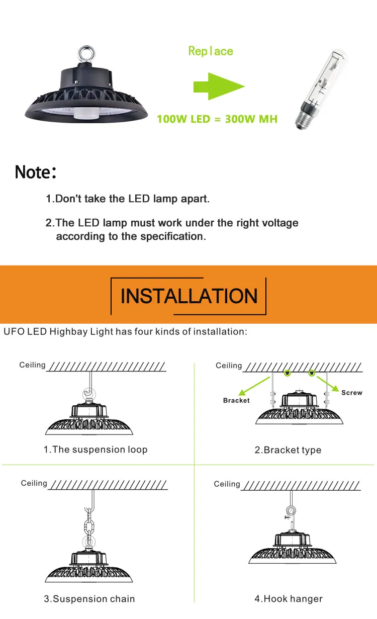 150W UFO LED High Bay Light Industrial SMD Supermarket