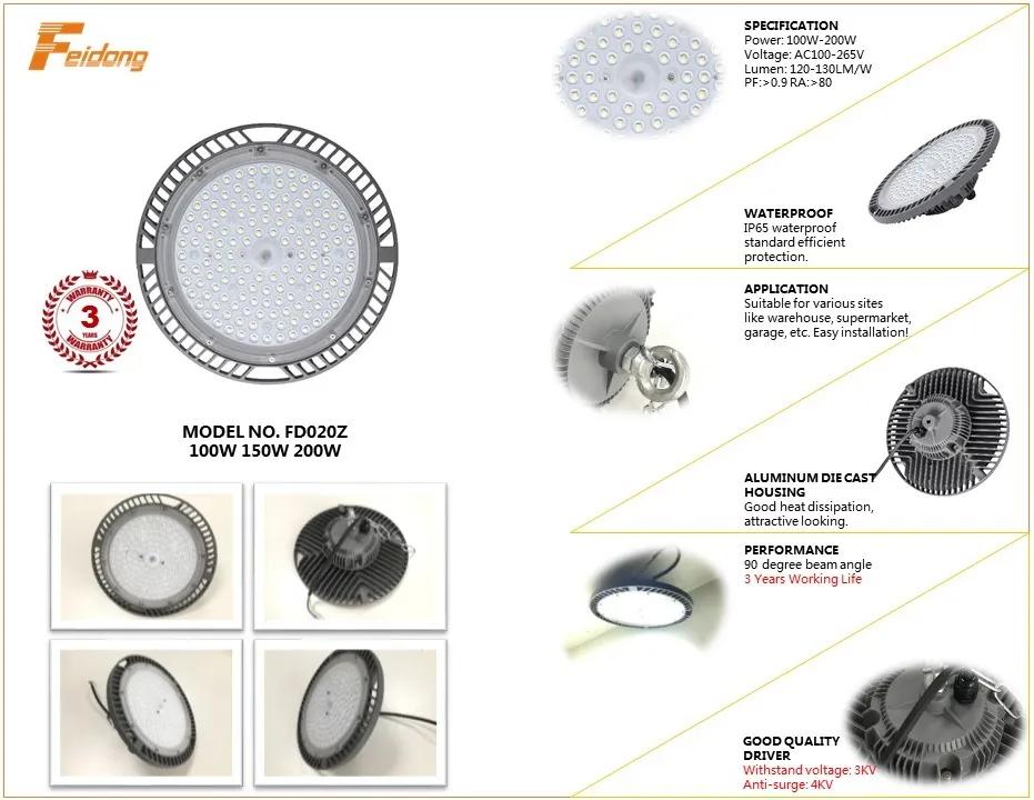 150W Warehouse Lighting Garage Lighting LED High Bay Light