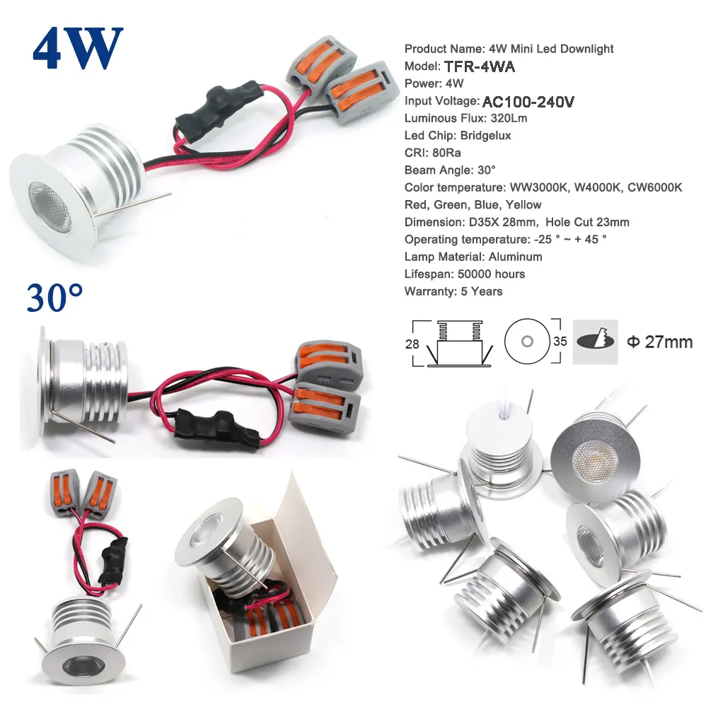 4W CREE 12V 24V Mini COB LED Spotlight with Smart Bluetooth Transformer