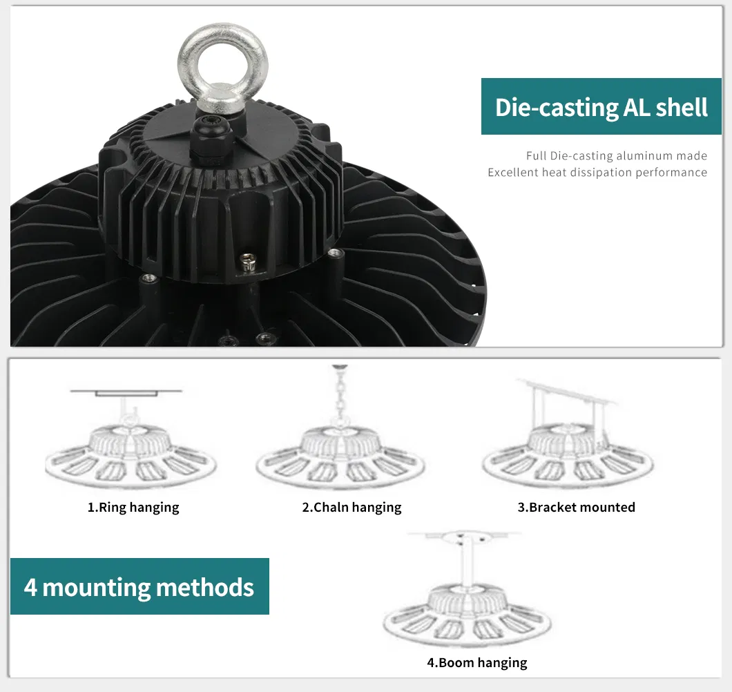 5 Years Warranty 150lm/W 100W/150W/200W/240W UFO LED Light Highbay for Warehouse/Factory/Workshop/Tunnel