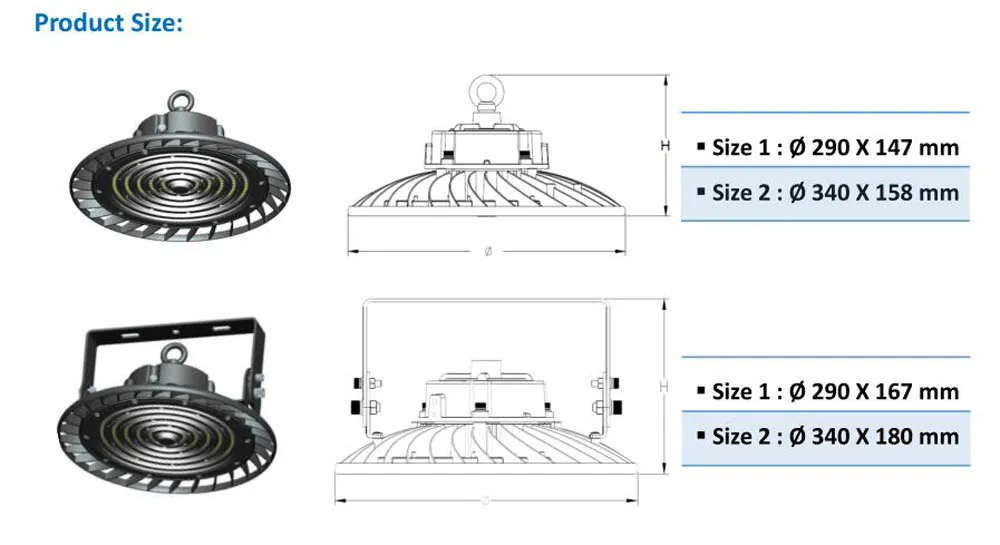 5 Years Warranty 160lm/W Dimmable LED High Bay Light IP65 150W Highbay for Warehouse