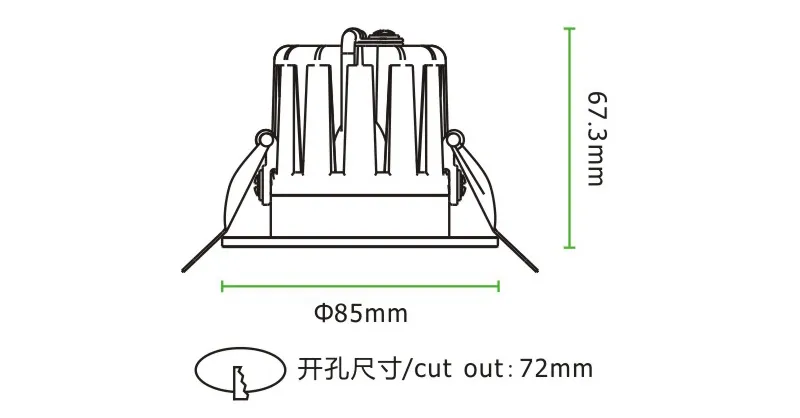 72mm Cutout 5W 7W Recessed Dimmable LED COB Downlight for Low Ceiling