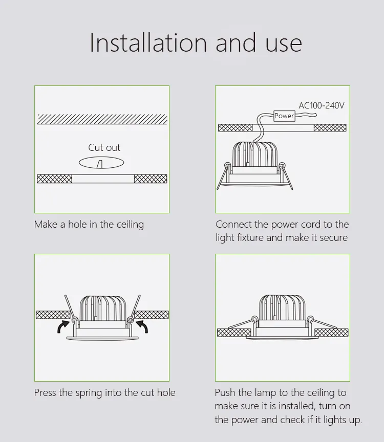 72mm Cutout 5W 7W Recessed Dimmable LED COB Downlight for Low Ceiling