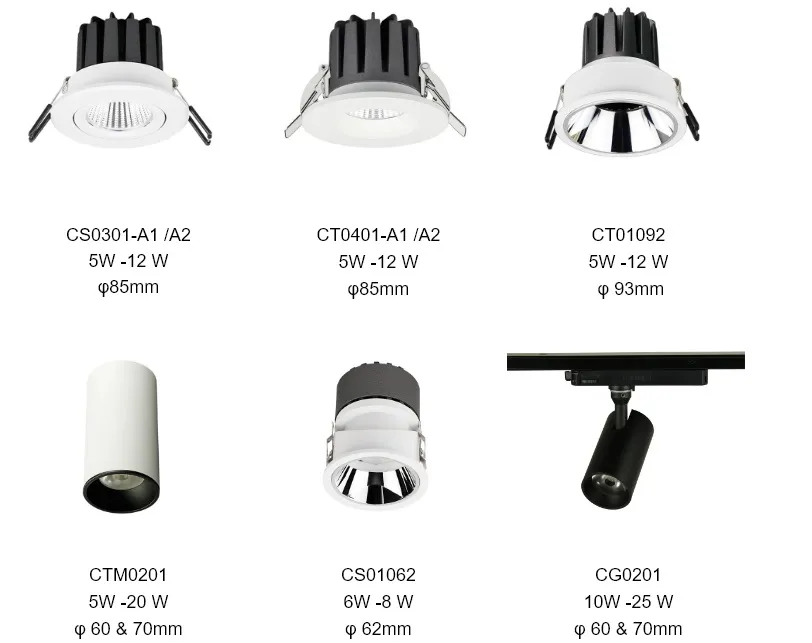 72mm Cutout 5W 7W Recessed Dimmable LED COB Downlight for Low Ceiling