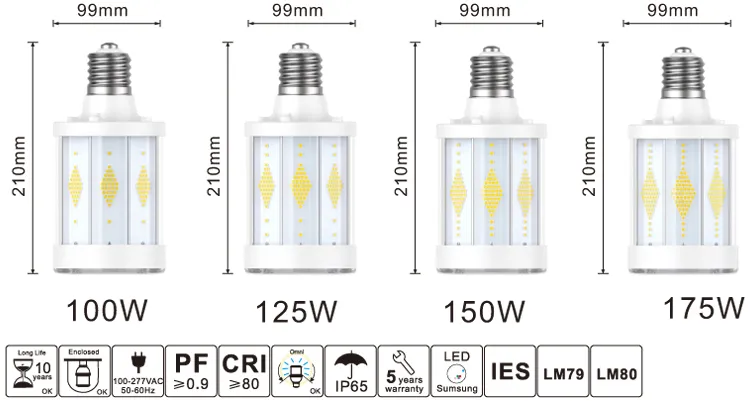 80W 12800 Lumen LED Corn Bulb 250W/400W HID/HPS/Mhl Retrofit/Replacement Workshop LED Corn Lamp/Light/Bulb