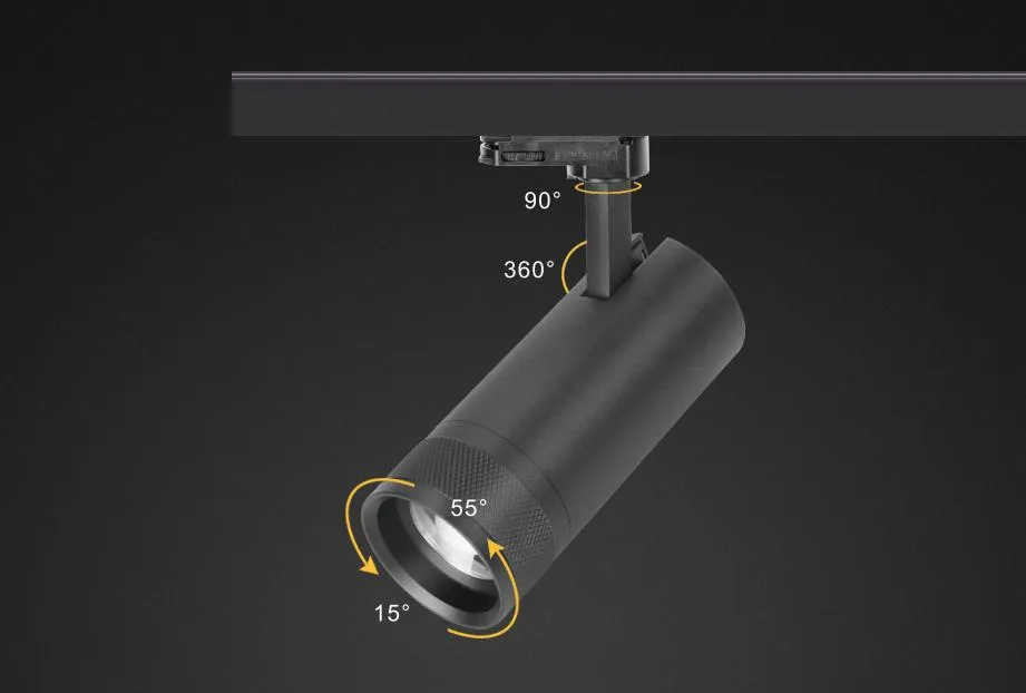 8W Tomi Zoomable Track Lighting 15-55° Adopt 1070 Cold Forge Aluminum