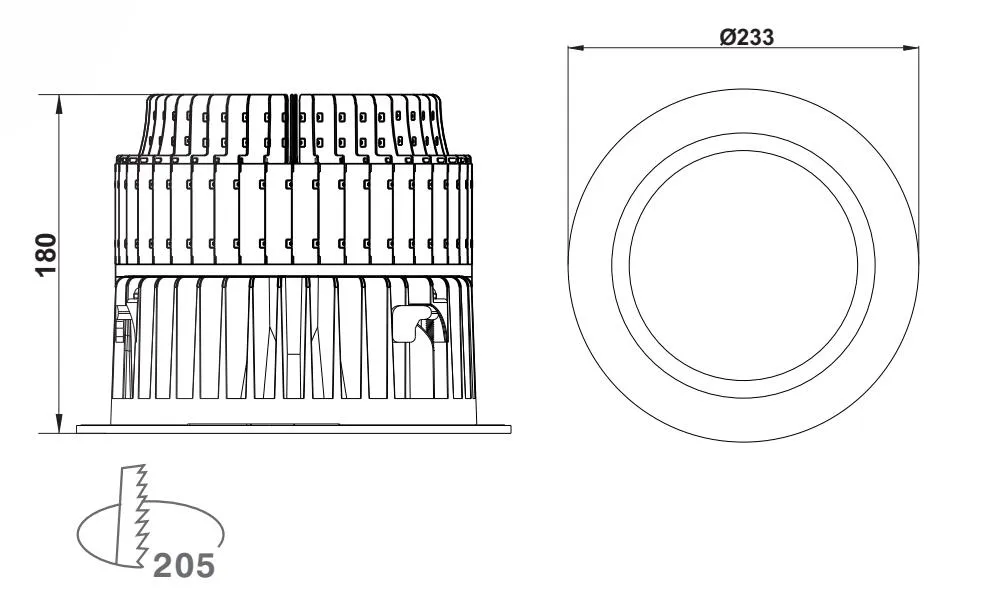 Aluminum 150 Watt LED Downlight SAA Downlight Deep SMD Recessed Downlight X8ah
