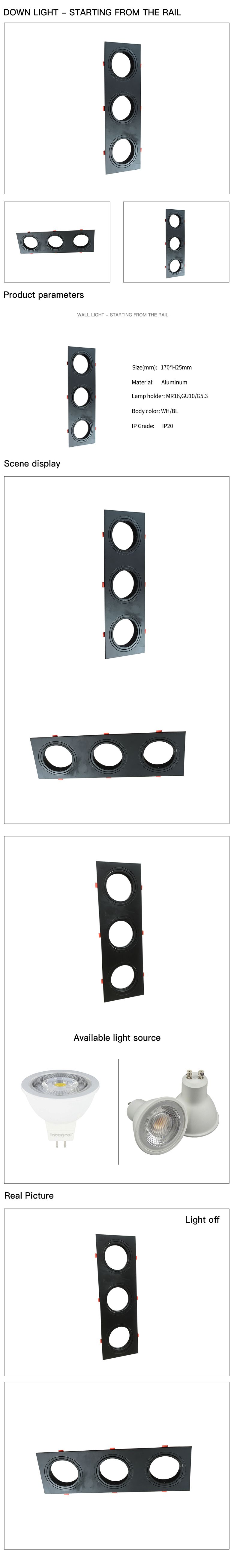 AR111 Spotlight Housing in Aluminum Material with Triple Heads Replacement Downlight Fitting Square Shape