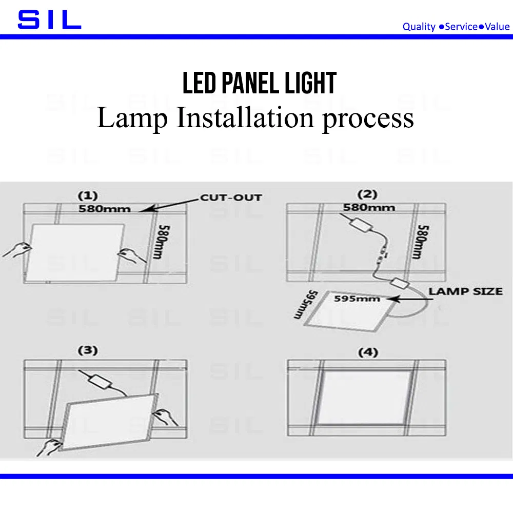 Commercial Ultra Slim 72W 1195*595 Size Recessed Mounted LED Panel Light