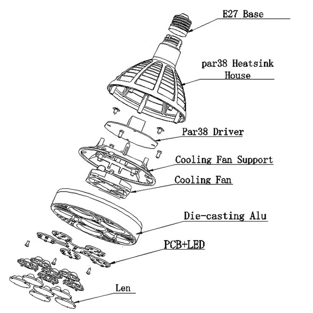 Customized Brightness Dimmable PAR38 LED Grow Light for Hydroponic Green House Bombillas LED PAR