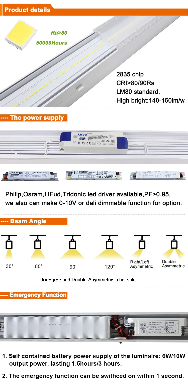 Customized Supermarket Indoor LED Linear Line Trunking System Pendant Light