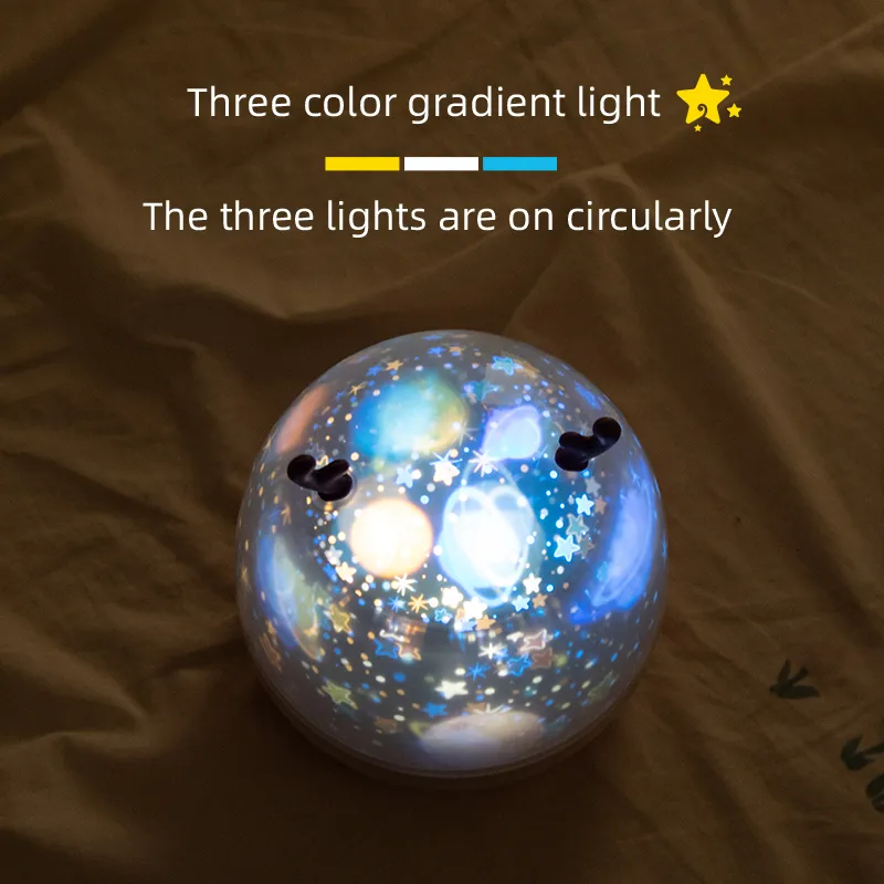 Cute Deer Shape Sky Starry Light LED Desk Lamp Portable Tricolor Projection Lamp for Backgournd Decoration Children Room