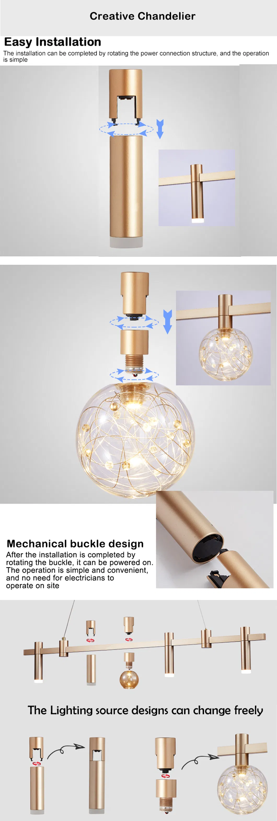 Dexterous Series Lights DC24V LED18W 3000K or 6000K Home Hotel Designer Decoration Modern Ceiling Chandelier Black Golden Pendant Lamp Indoor DIY Light