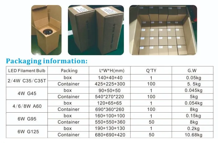 Dimmable 4W C35 LED Filament Bulb E12/E14 Base
