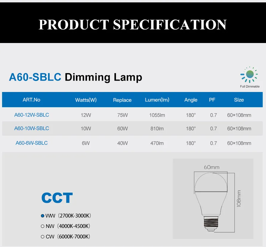 Dimmable LED Bulb A60-Sblc