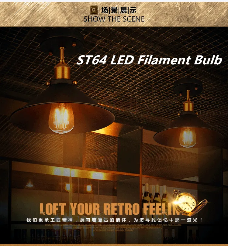 Dimmable Vintage Edison LED Bulb 4W 8W 12W St64 Filament Light LED