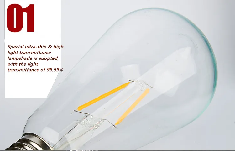 Dimmable Vintage Edison LED Bulb 4W 8W 12W St64 Filament Light LED