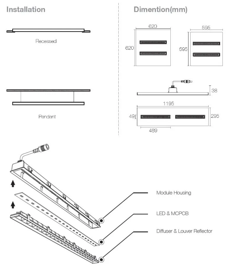 Factory Directly Sales Modular Designed 30W 40W LED Panel Light