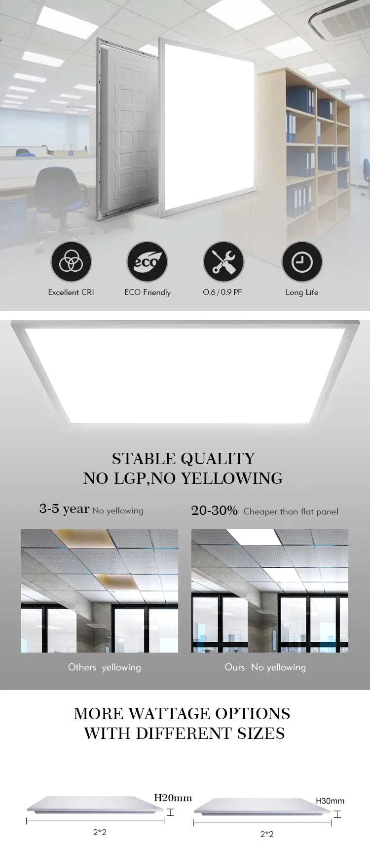 Factory Price 48W 295*1195*32mm Square LED Backlit Panel Light