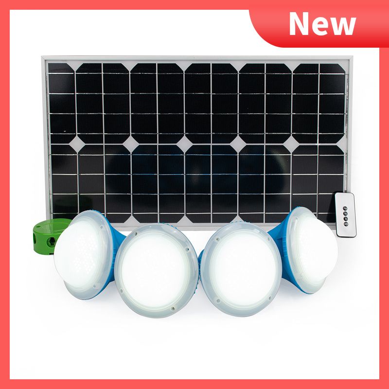 Global Sunrise Solar Energy Portable Lights Kit 25W Solar Panel 4PCS LED Lamp