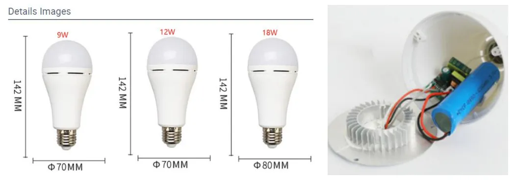 Good Quality Indoor Battery Bombillos Emergency LED Rechargeable Bulb 12W