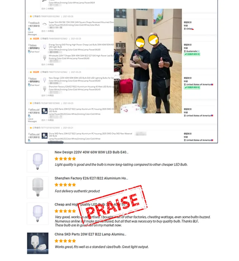 Great Heat Dissipation 100-265VAC CRI80+ PF0.9 50W 80W 100W LED Lamps Bulb LED Light Bulbs