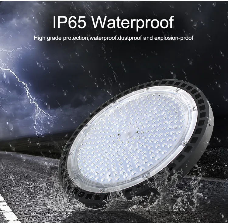 High Power Warehouse Gymnasium Waterproof 100W 150W 200W UFO LED High Bay Light Fixtures