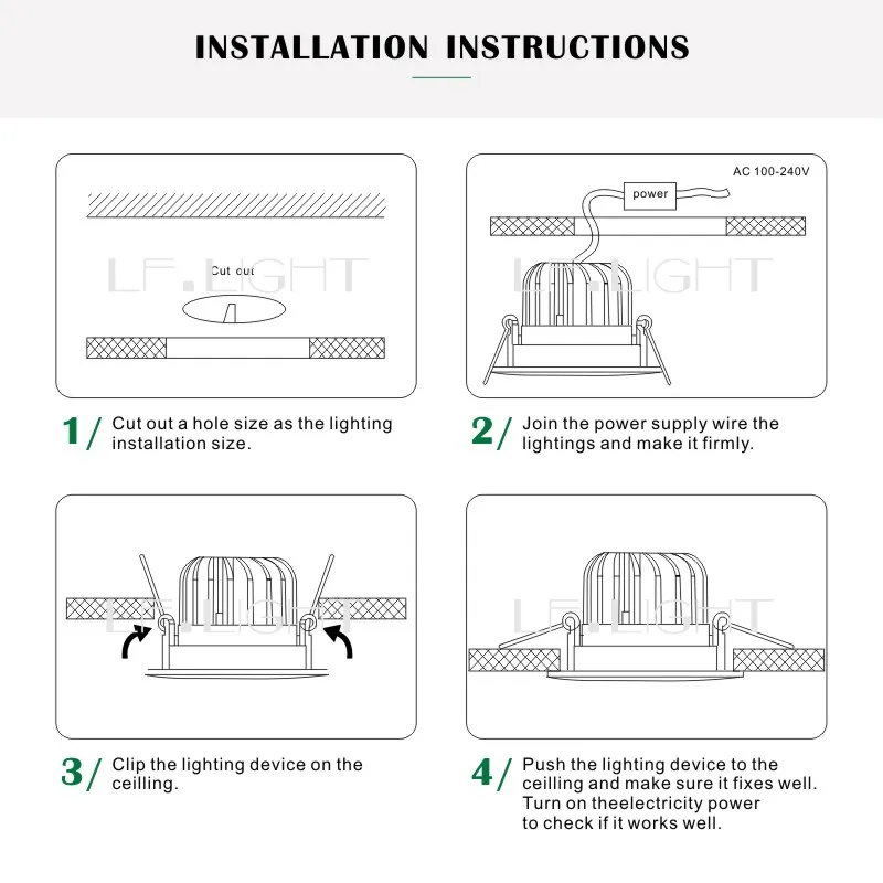 Hot Sell Indoor Home Recessed 9W COB LED