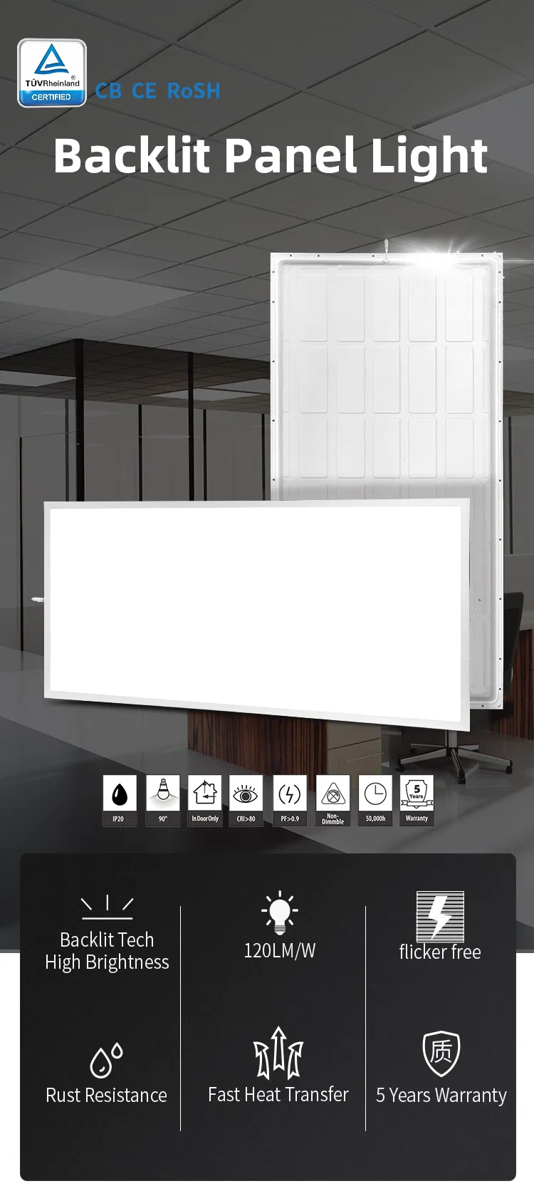 Hot Selling China Professional Manufacturer 6000K 60W 600X1200mm 2X4FT LED Ceiling Panel Light