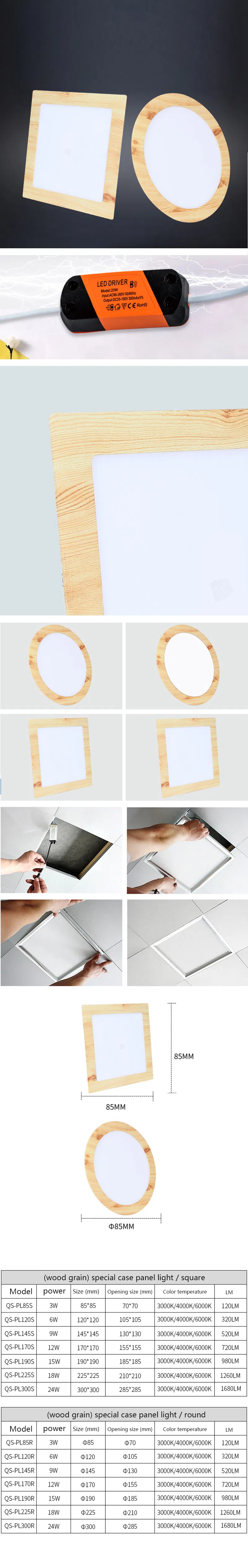 Indoor Lighting IP44 Factory Price 24W Square LED Panel Light