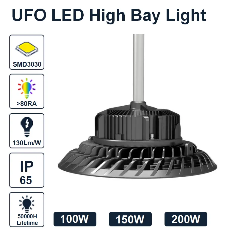 Industrial Lighting Aluminum Housing IP65 Waterproof 100W 150W 200W LED High Bay Light