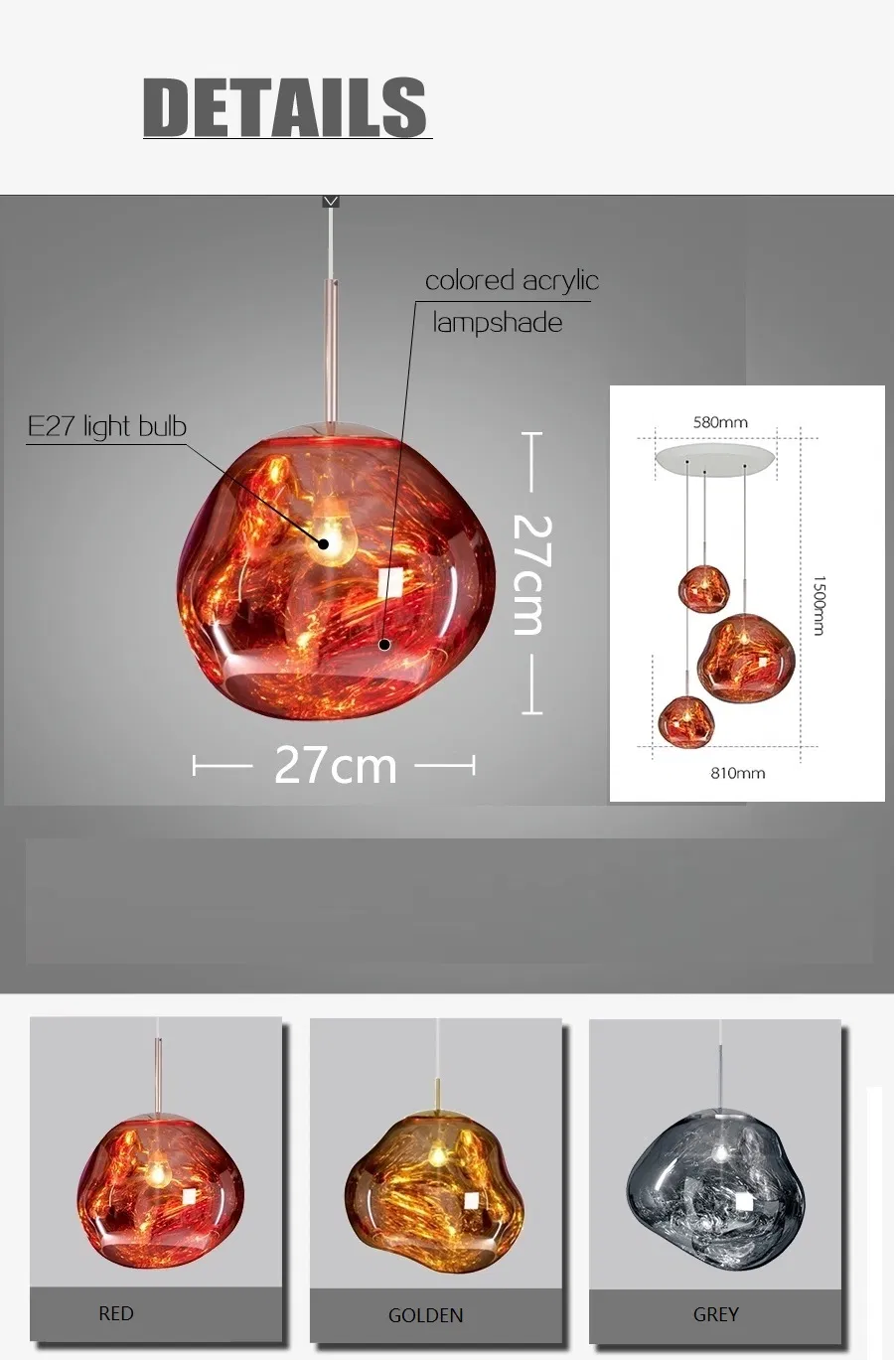 Lava Lamp Melt LED Pendant Light Suspension Lighting Decorative Chandelier