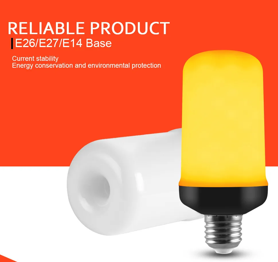 LED Dynamic Flame Effect Bulb 3 Modes Flickering Emulation Gravity Creative Fire Lights