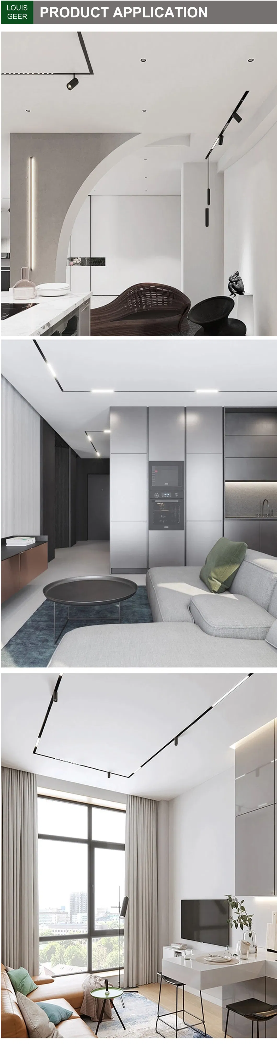 Magnet Track Light Housing 16W CRI85 100lm/W 5000K Magnetic Track Light Uls Magnetic Track Lighting Adjustable