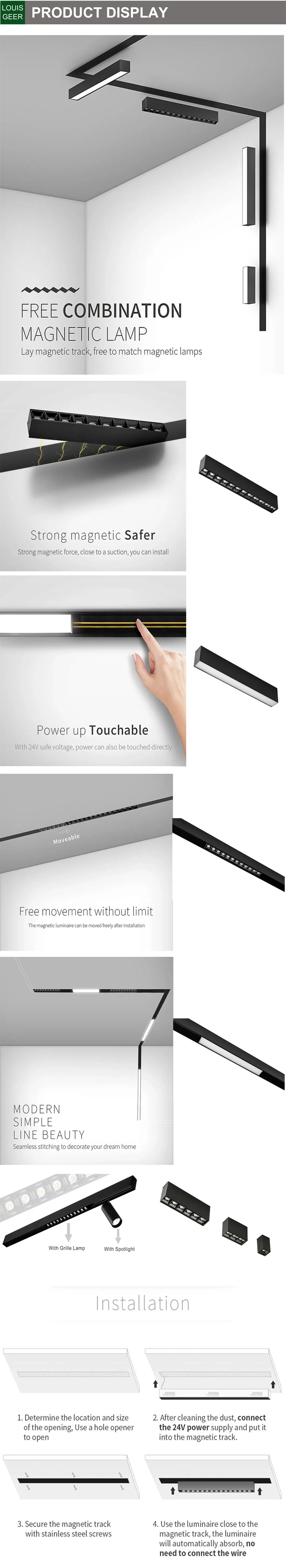 Magnetic Track Light Sunbelt 39W CRI85 100lm/W 5000K Magnet Track Light System Lighting Track Magnetic