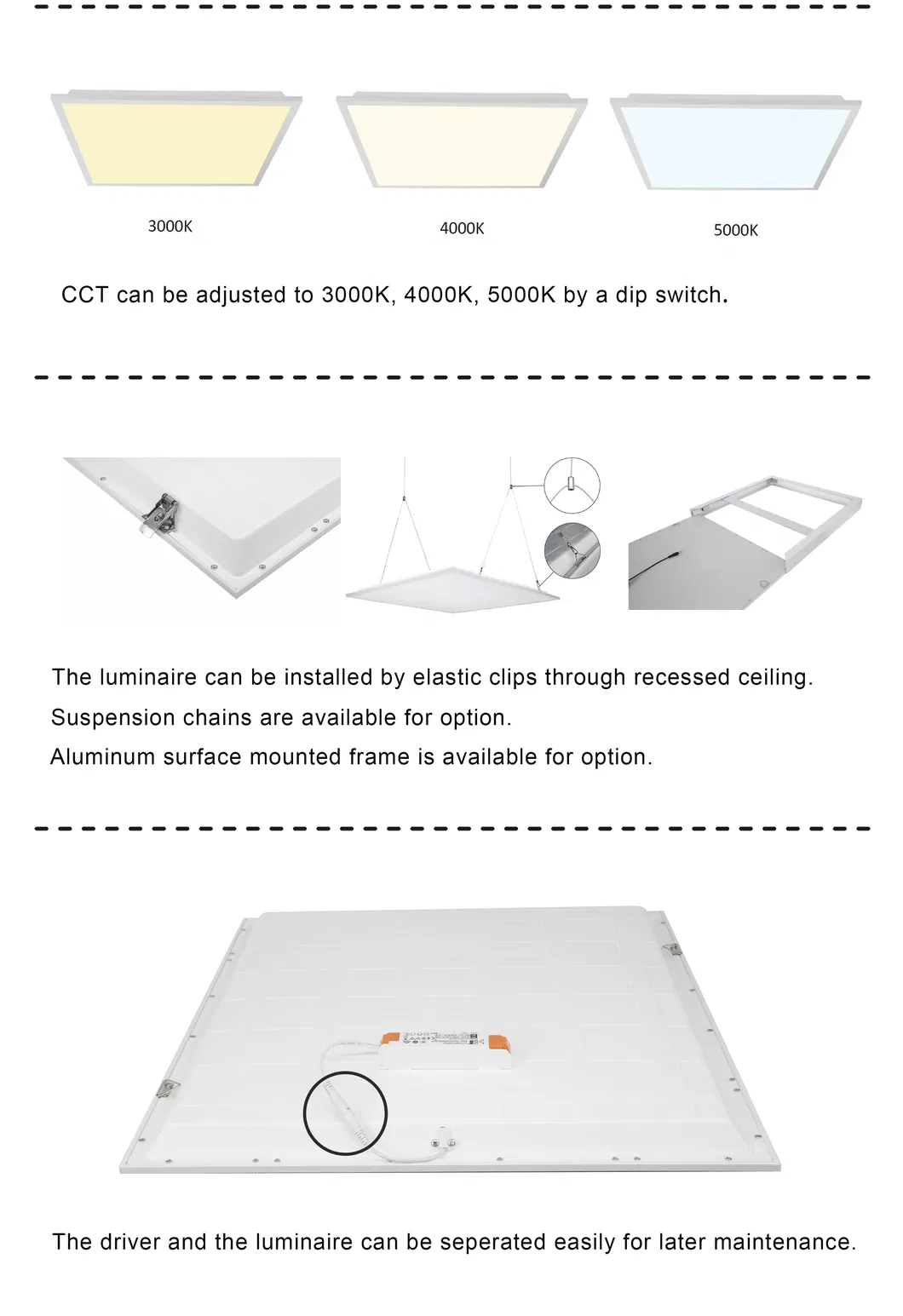 Manufacturer Price 595*595mm/1195*295mm/1195*595mm White Frame LED Backlit Panel Light