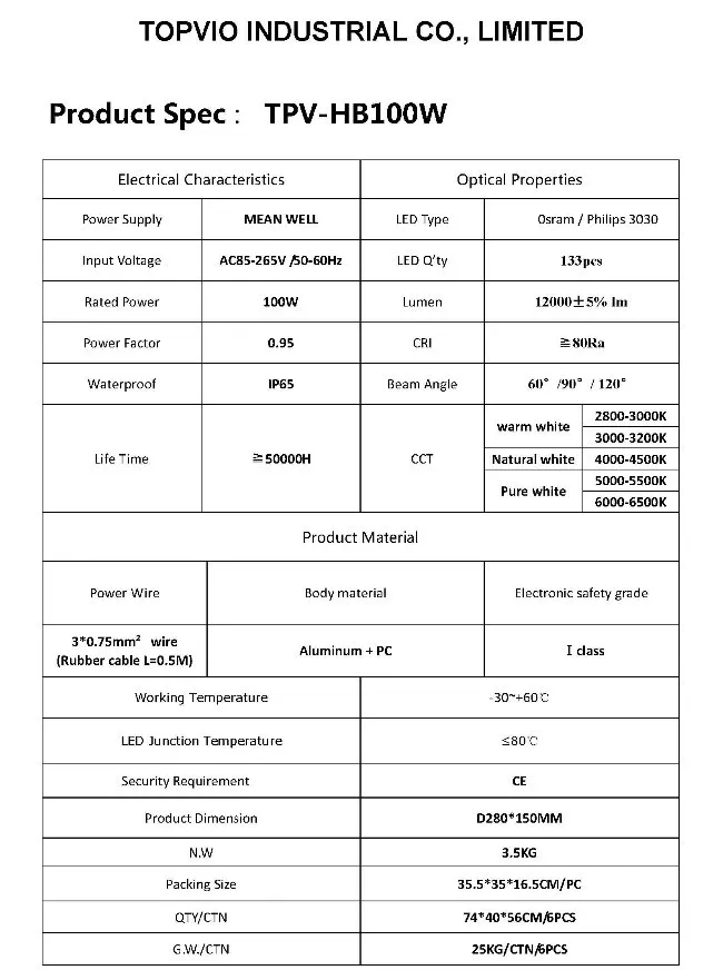 Mean Well Driver LED High Bay Light 60W 100W 150W 200W UFO Warehouse LED Industrial High Bay Light