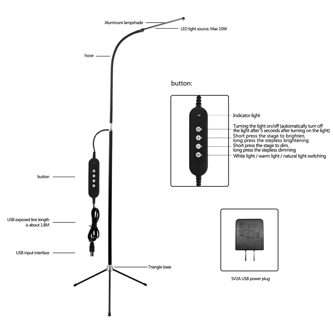 Morden LED Standing / Floor Lamp for Bedroom, Tri Pod Floor Lamp