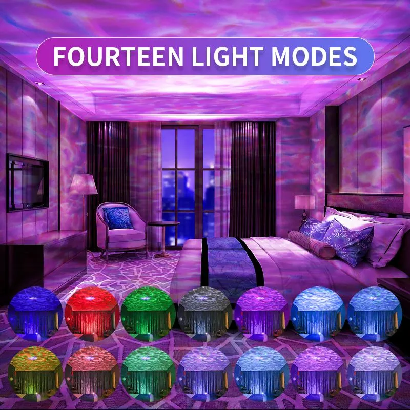 Music Control Starry Sky Light Ocean Projector Lamp Colorful USB LED Moon Nebula Night Light for Kids