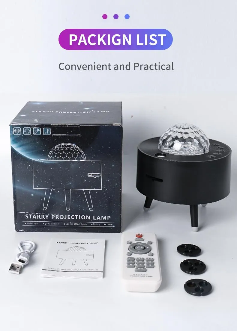 Music Control Starry Sky Light Ocean Projector Lamp Colorful USB LED Moon Nebula Night Light for Kids