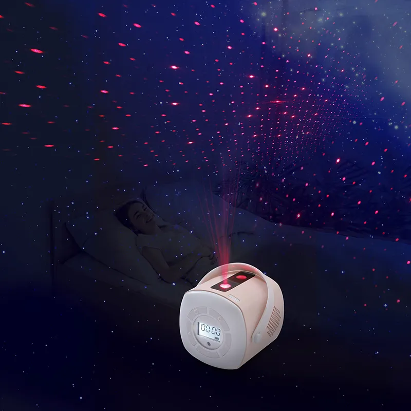 New Arrival Remote Control LED Laser Galactics Sky Projector Star Starry Night Light Projector with Alarm Clock for Kids
