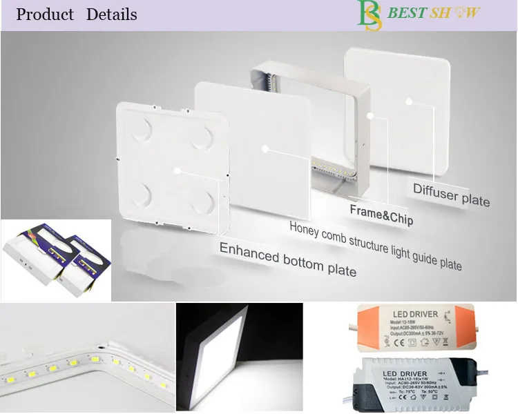 PF>0.9 6watt 12watt 18watt 24watt PIR Motion Sensor Round Square LED Panel Light