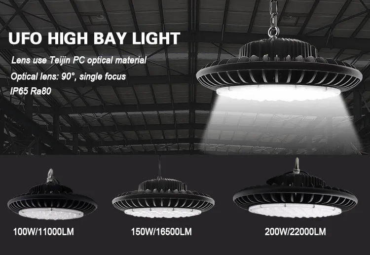 Professional Supply Factory IP65 Warehouse Industrial Mining Lamp Fixture 150W LED UFO High Bay Light