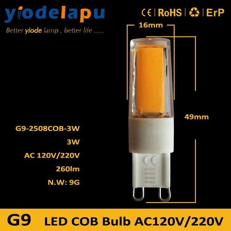 Ra80 Plastic COB 3W G9 LED Bulb Lamp