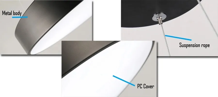 Round LED Pendant Light Dimmable for Residential Lighting Office Lighting