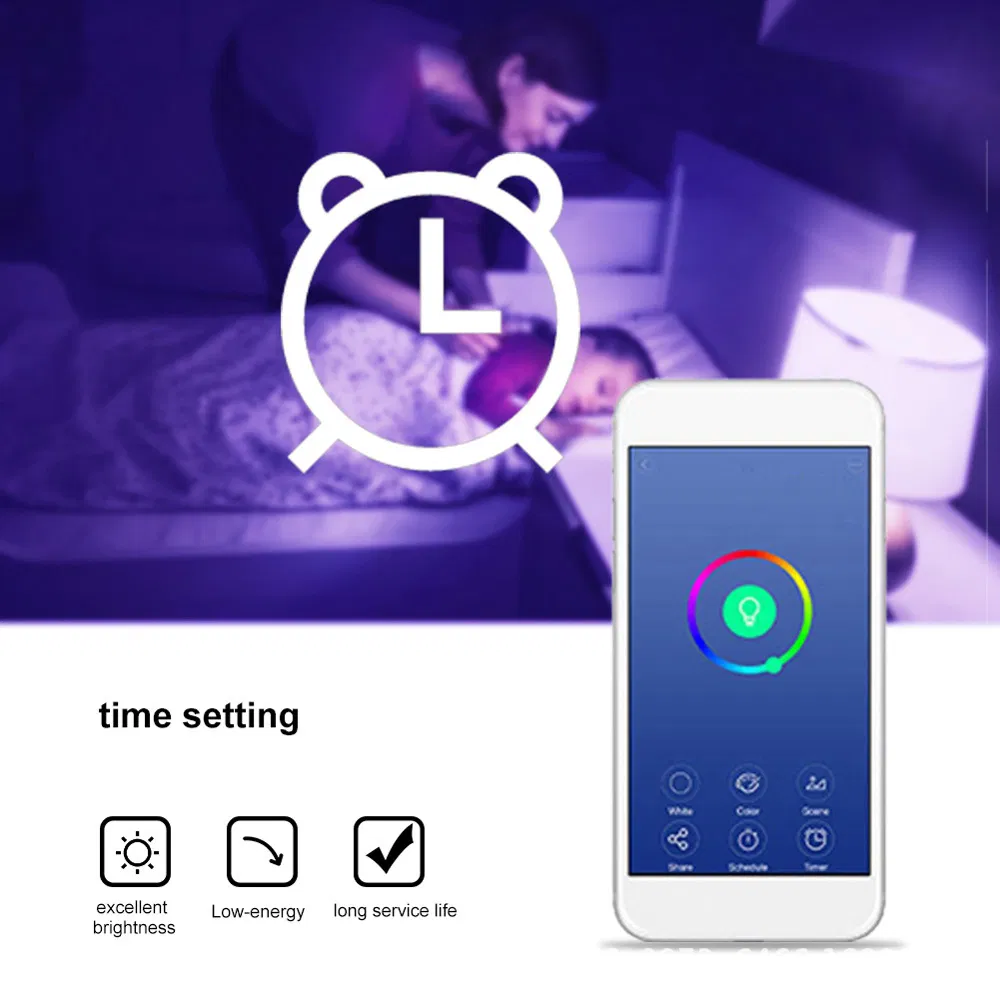 Smart Light Bulb, RGBW Wi-Fi LED Bulb Dimmable Multicolored Lights, Compatible with Alexa and Google Home