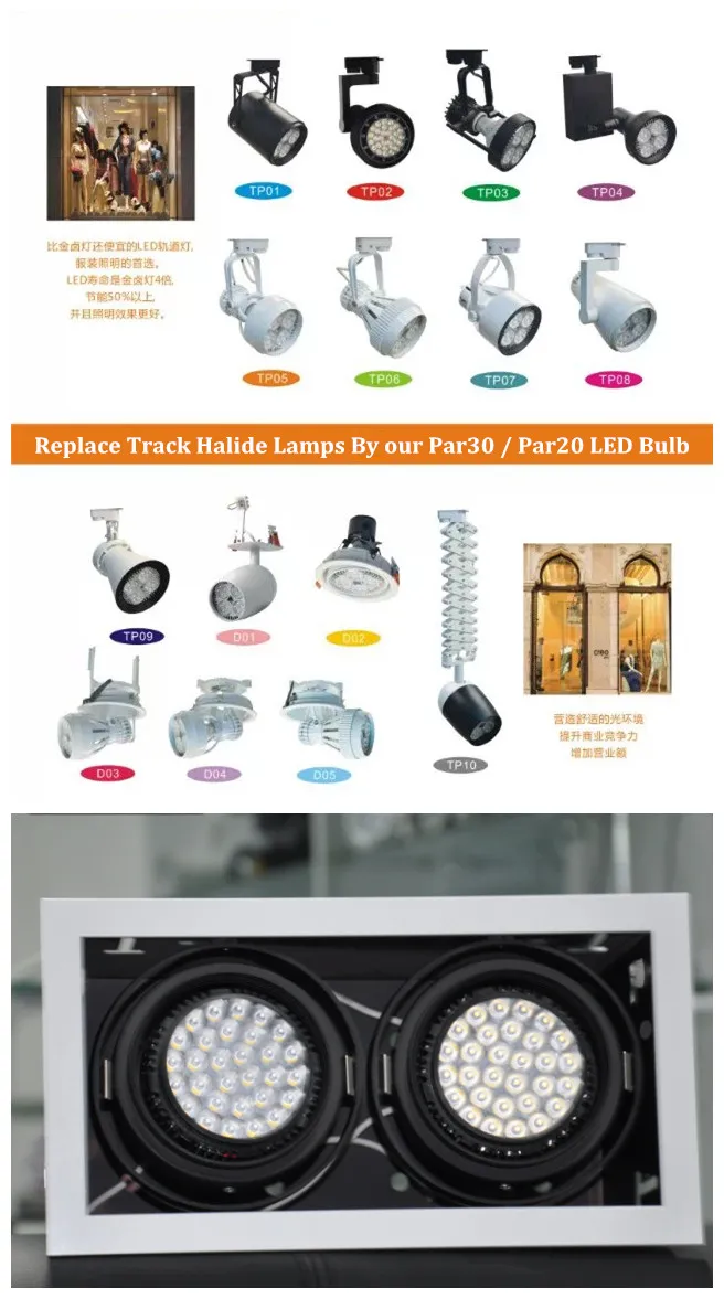 Store Lighting 3 Years Warranty Aluminum LED Track Lighting Retrofit PAR30 Spotlight